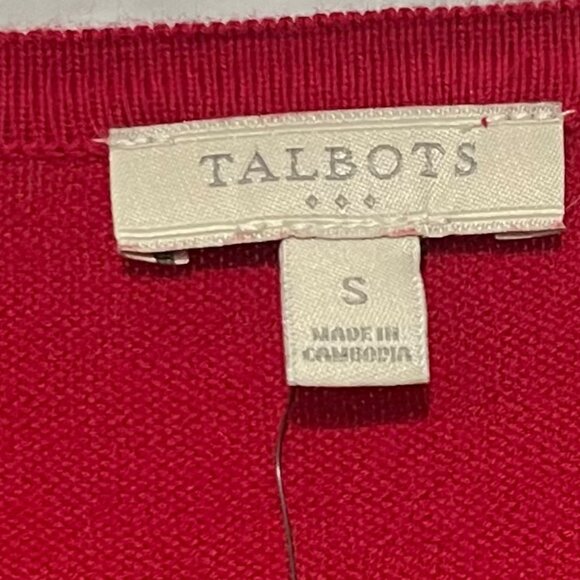 Talbots Small Red Cotton V Neck Sweater NEW WITH TAGS - Picture 4 of 6